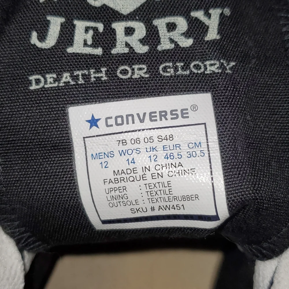 Black canvas Sailor Jerry "Lucky" Converse high-tops size 12 - Picture 3 of 5